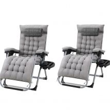 AuAg Poltrona lounge pieghevole a gravità zero Sedie a sdraio taglie forti Cuscino in cotone per giardino Lettino prendisole per patio esterno Carico 160 kg