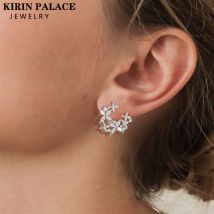 D Moissan ite Ohr stecker für Mädchen 925 Sterling Silber 18 Karat vergoldet vier blättrige Klee Ohrringe Accessoires Damen schmuck