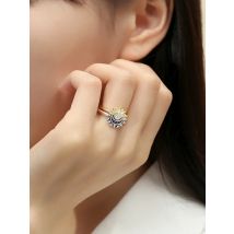 Original 925 Sterling Silver Ring Love Heart Wishbone Moon Sun Rings Crystal Rose Gold For Women Wedding Gift Luxury Jewelry