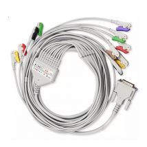 ECG Cable for Schiller AT1 AT2 AT101 AT102 CS12 CS100 One Piece 10 Leads DB15 Pin AHA or IEC Banana or Clip EKG Lead Wires