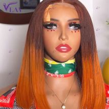 Leimlose Perücken Echthaar 360/13×6/ 13×4 HD Transparente Spitzenperücken Echthaar # 4/350 glattes brasilianisches Remy-Haar in Ingwerfarbe