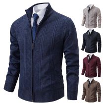 Giacca ispessita da uomo autunno e inverno calda linea di tendenza colletto alla coreana cardigan lavorato a maglia maglione cappotto