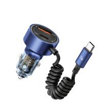 Toocki 60W USB Car Charger Quick Charge 4.0 3.0 For iPhone 15 14 Samsung S23 Xiaomi Type C Car Phone Charger With Type-C Cable