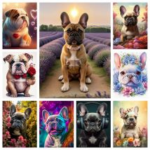 Süße französische Bulldogge Welpe Diamant Malerei Kreuzstich Puzzle gedruckt Mosaik Stickerei Set Haus Dekor 5D DIY Kunst neue Neuheit