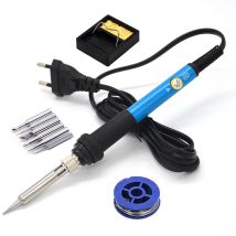 Kit saldatore elettrico 220V 60W spina ue strumento di riparazione pistola per saldatura regolabile a temperatura con filo di stagno 5 punte di ferro
