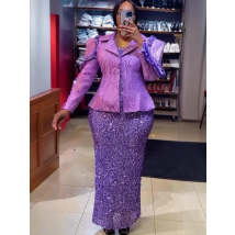2 PCS Sets African Clothes for Women Dashiki Ankara Sequin Robe Plus Size Turkey Wedding Evening Party Dresses with Coat