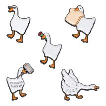 Cartoon Goose Brooch Enamel Pin Animal Duck Rose Bread in His Mouth Wholesale Badge Lapel Friends Backpack Women Men Jewelry