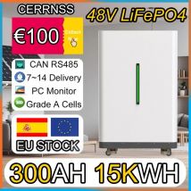 Akumulator LiFePO4 48V 300Ah 15KW, pakiet baterii litowych 51.2V 100AH 600Ah z BMS 16S 200A, ponad 10000 cykli, do magazynowania energii w domu, magazyn w UE