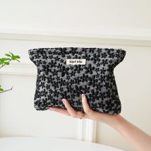 Schwarze Blumen, Make-up-Tasche für Frauen mit großer Kapazität, tragbare Kosmetik, Aufbewahrung tasche zum Wechseln, Reise-Kultur beutel, innere Tank tasche