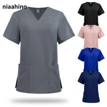 Odontoiatria Uniforme Chirurgica Toelettatura Animali Infermiera T-Shirt Donne Dentale Ospedale Infermiera Abbigliamento Da Lavoro Scrub Medico Magliette E Camicette Veterinario Camicetta Medica