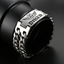 Vintage herrschsüchtiges hochglanzpoliertes Edelstahl-Schädel-Armband für Männer und Jungen, einzigartiger Skelett-Armreif, Biker-Amulett, Schmuck, Geschenk