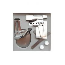 Accesorios para Máquinas de Coser Recubridoras Janome Incluye Embudo Ribeteador, Guías Dobladillo y Tornillos de Fijación