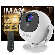Proiettore Home Theater Sferico 4K XBJ, Android WiFi 6 BT 5.0 Auto Keystone 360 °   Proiettore video portatile con rotazione per esterni