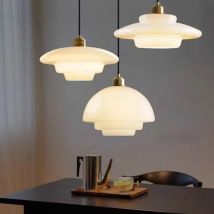 Nordycka minimalistyczna szklana lampa wisząca z pojedynczą głowicą w stylu antycznym, kremowa lampa do zawieszenia, do gabinetu, baru, lady recepcyjnej, studia.