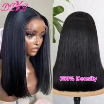350% Density Super Double Drawn Bone Straight Bob Human Hair Wig 13x4 Transparent Lace Front Virgin Hair for Black Women
