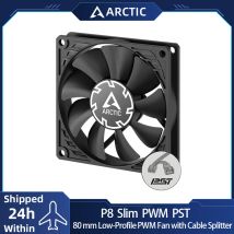 ARCTIC P8 Slim PWM PST Black 80mm Fan，Pressure Optimised 15mm Extra Slim Design with PWM Sharing Technology 300-3000 RPM