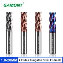 Fresa GAMONT 1.0-20.0mm 4 flauti Frese piatte in carburo di acciaio al tungsteno per utensili per frese di lavorazione dei metalli CNC