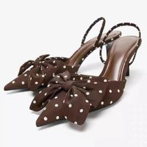 Herbst Marke Frauen Pumpen Retro Polka Dot Schmetterling Knoten Elegante Spitz Zurück Strap Party Stilettos Damen High Heels Schuhe