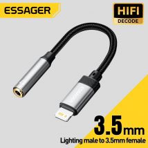 Essager Lightning auf 3,5-mm-Buchse Audio-Adapter Kopfhörer-Aux-Kabel USB Typ C auf 3,5-Adapter OTG Typ C für iPhone Xiaomi Oneplus