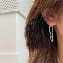 S925 Sterling Silber Ohr Schnalle Smple Mode Lange Quaste Kette Zirkon Ohrringe Für Frauen Übertrieben Mode Stil Schmuck