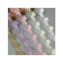 1 yard Soluble Rose Flower Pearl Ocean Waves Embroidered Lace Trim Ribbon Fabric Sewing Craft Patchwork Handmade Decoration