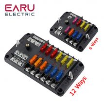 6/12 Möglichkeiten Sicherungskasten LED Warnanzeige 12 V 32 V Stromverteilung Panel Auto Boot Sicherungskasten Halter mit Kunststoffabdeckung Earu