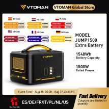 VTOMAN Jump 1500 Batería adicional 1548Wh, batería de respaldo LiFePO4 (LFP) Jump 1000 y Jump 1500X y Jump 1800 Power