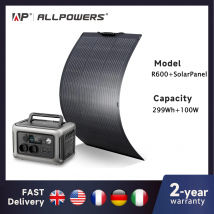 ALLPOWERS R600 Powerstation con Solarpanel 100W, batteria LiFePO4 299Wh generatore da campeggio 600W alimentatore per camper di Backup domestico
