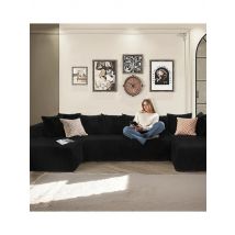 130" Cloud Sectional Couches For Living Room, U Shaped Boneless Sleeper Sofa Bed With Deep Seat Chaise, High Density Foam Compre
