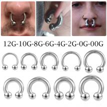 1 Teil/los Stahl Große Große Größe Hufeisen Ring Nase Piercing Ohr Expander BCR Hoop Ohrring Septum 12-00G männlichen Intime Körper Schmuck
