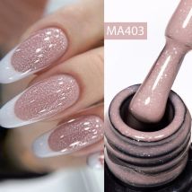 MEET ACROSS 7ml Base in gomma Gel Glitter Nude Rosa Bianco 2 in 1 Smalto per unghie gel Nail Art Vernice per unghie Inverno Autunno Manicure