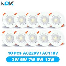 10 Stück LED-Downlight 5 W 7 W 9 W 12 W 3 W winkelverstellbare Deckenleuchte Strahler rotierende AC220V 110 V Innenbeleuchtung weiße Farbe