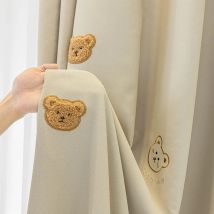 1pc Nette Plüsch Bär Gestickte Cartoon Vorhänge Japanischen Verdickt Coolbrown Chenille Cartoon Vorhang Für Kinderzimmer