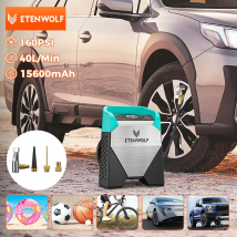 ETENWOLF ZEPHYR S5 Gonfiatore portatile per pneumatici 160PSI Compressore per auto resistente con 15600mAh per pickup Auto Moto Biciclette