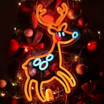 Rentier-Neonschild mit Schaltersteuerung, Wanddekoration, einstellbare Helligkeit, Licht, festliches Design für Schlafzimmer, Weihnachtsbaum, Party, Ba