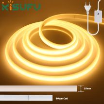 1-50M 220V COB LED Neon Strip Light IP67 Impermeabile Con Interruttore/Dimmer Spina UE Bianco Naturale Caldo Nastro Flessibile Decorazione Della Stanza
