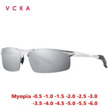 VCKA Occhiali da sole miopia con mezza montatura in lega da uomo Occhiali da sole sportivi da donna Occhiali da vista personalizzati polarizzati da -0,5 a -6,0