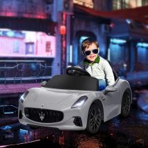 AIYAPLAY Auto elettrica per bambini 12V Auto per bambini 2,4 GHz telecomando 2 motori Grigio