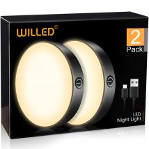WILLED Wiederaufladbares dimmbares Touch-Licht mit integriertem 1000-mAh-Teig, tragbare LED-Nachtlichter für Schrank, Kleiderschrank, Küche, Schlafzimmer