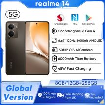 realme 14 Global Version 5G Smartphone Snapdragon 6 Gen 4 Chipset 6.67" 120Hz AMOLED Display 45W 6000mAh Battery Android 15