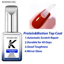 KODIES GEL Glossy Gel Top Coat No Wipe Protein Biotin Base Gel Nagellack Semi Permanent UV/LED Soak Off Maniküre Gel Lack