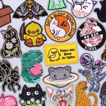 Duck Dinosaur Iron On Patches For Clothing thermoadhisive Patch On Hat Animal Clothes Embroidery Decoration Stickers Peace Badge