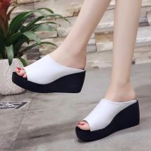 Plus Größe 35-42 Hausschuhe Frauen Sommer ethnischen Stil Keil Peep Toe dicken Boden Damenschuhe Hausschuhe Frauen Zapatos de Mujer