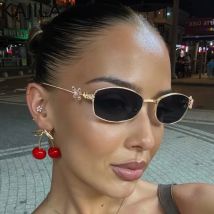Y2K Punk Kleine Sechseckige Sonnenbrille für Damen 2026 Luxusmarke Vintage Metall Strass Sonnenbrille für Damen Korrektionsbrillen