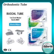 80 Stück/20 Sets zahnärztliche kieferorthopädische verklebbare Bukkalröhrchen Monoblock einzelne nicht umwandelbare Roth/MBT 0,022/0,018 Zahnmedizinmaterialien