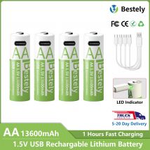Batteria di capacità ultra massiva di tipo C Batterie ricaricabili al litio AA 1,5 V 13600 mAh Tensione di uscita Alimentazione stabile,