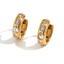 MamacitaSlay Classic Solar Geometric Zircon Bracelets Shiny Zircon Hoop Earrings 2024 Trend Stainless Steel Ring Woman