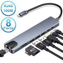 USB 8 In 1 Typ C 3,1 Zu 4K HDMI-kompatibel Hub Adapter Mit RJ45 SD/TF Kartenleser PD Schnelle Ladung Für Macbook Laptop Computer