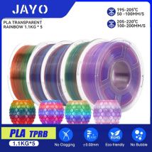 JAYO 5 Rollen pla transparenter Regenbogen 3D-Drucker-Filament 1,75 mm 100 % keine Blase FDM 3D-Druckermaterialien DIY-Geschenk für 3D-Drucker