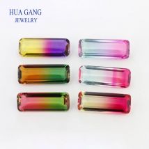 Baguette-Form, Wassermelone, Turmalin, Stein, synthetische Glasperlen, Sondergröße, 9 x 24 mm, Edelsteine für DIY-Schmuck